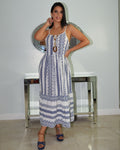 Nashville Patttern Boho Linen Maxi Dress - La Epoca Fashion 