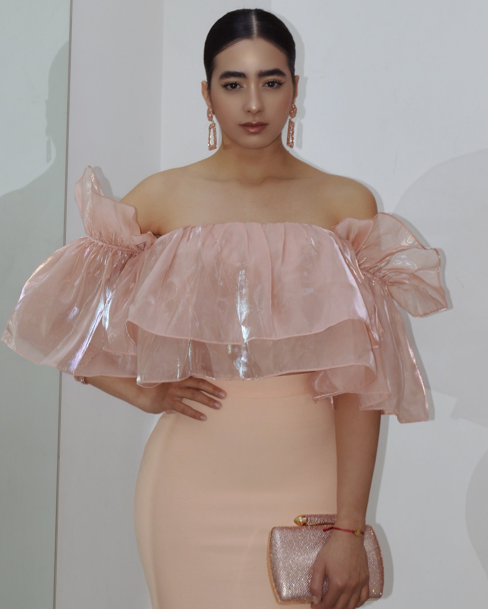 Those Around Me Organza Ruffle Blouse Blush