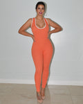 Back It Up Jumpsuit Orange Cotton Spandex Blend Comfortable Stretch All Day Easy Fit True To Size