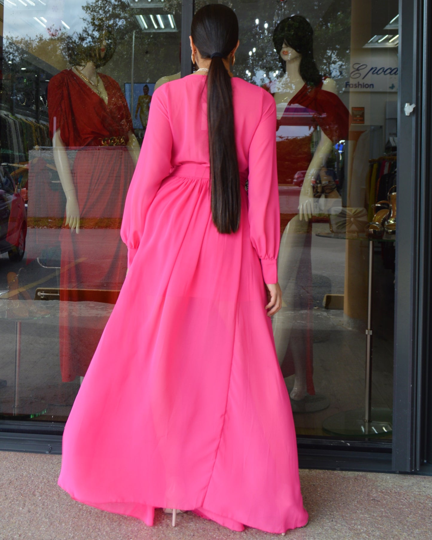 Big Hit Belted Maxi  Dress Pink