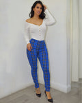 Slay your way  Square Pattern High Waist Pants - La Epoca Fashion 