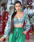 Something Cute Floral Blouse Blue Green