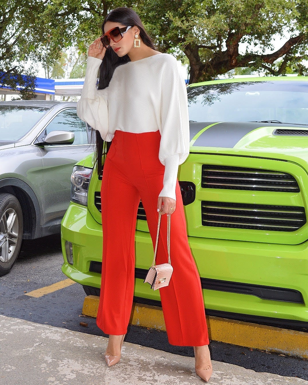 Keep On Moving Stretch Flare Bottom Pants Red - Incredibly Well Fitting With 100 Percent Stretch