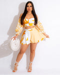 I Am In Charge Print Short Set Mustard - Comfortable 100 Percent Polyester With Plenty Of Stretch