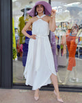 Lovely Girl Chiffon Maxi Jumpsuit White Elegant Flowing Silhouette With Non Stretch Cotton Comfort