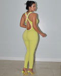 Back It Up Jumpsuit Lime Cotton Spandex Comfortable Stretch Runs True To Size Model Wears Small